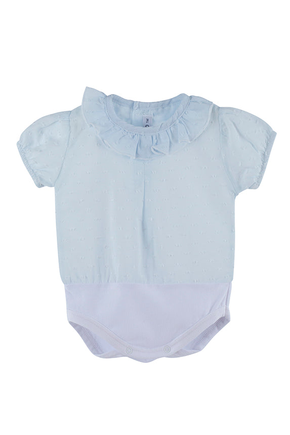 Body blusa plumeti manga corta color celeste