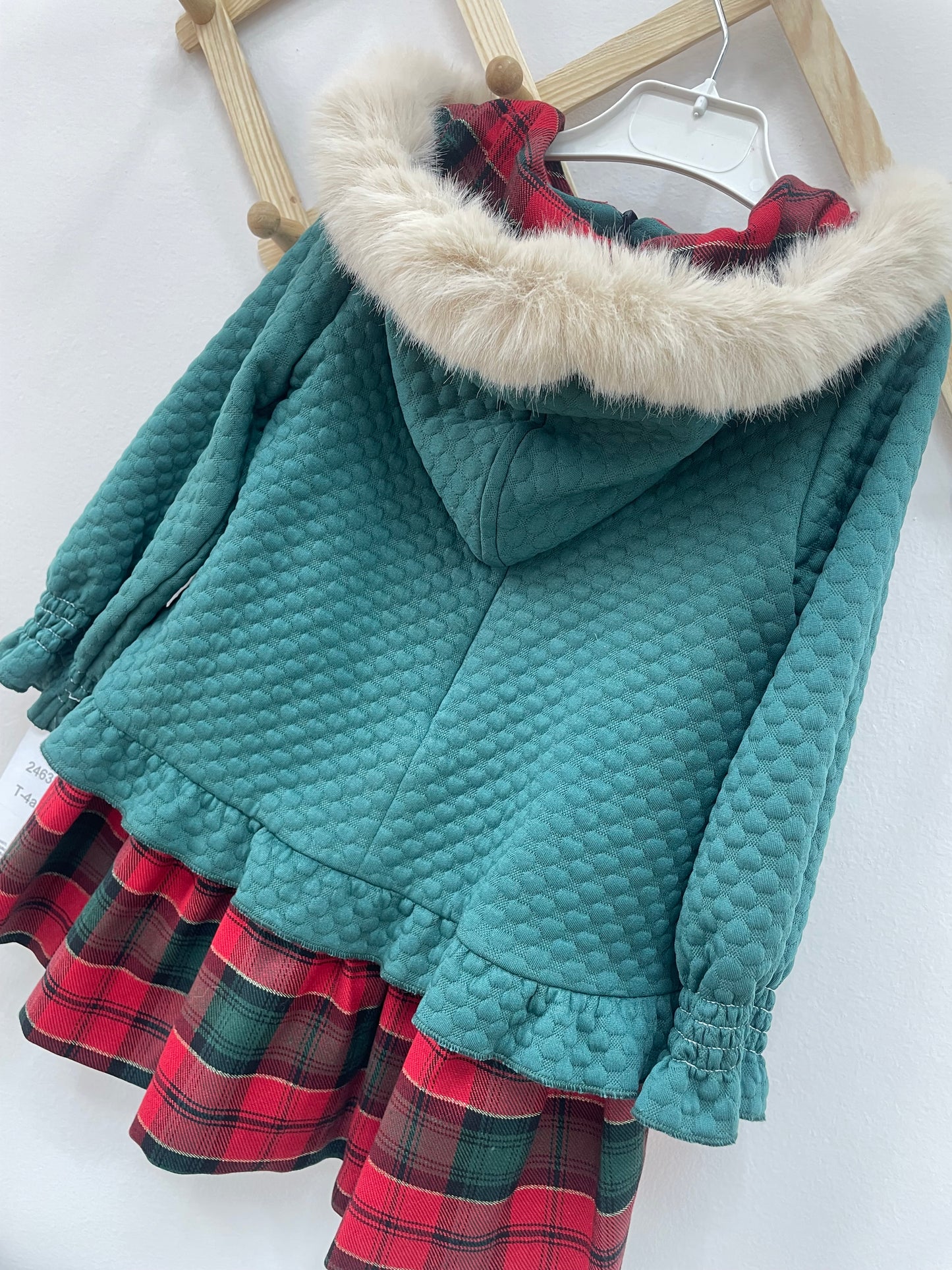 Vestido niña combinado cuadros tartán oro Colección Esquimal