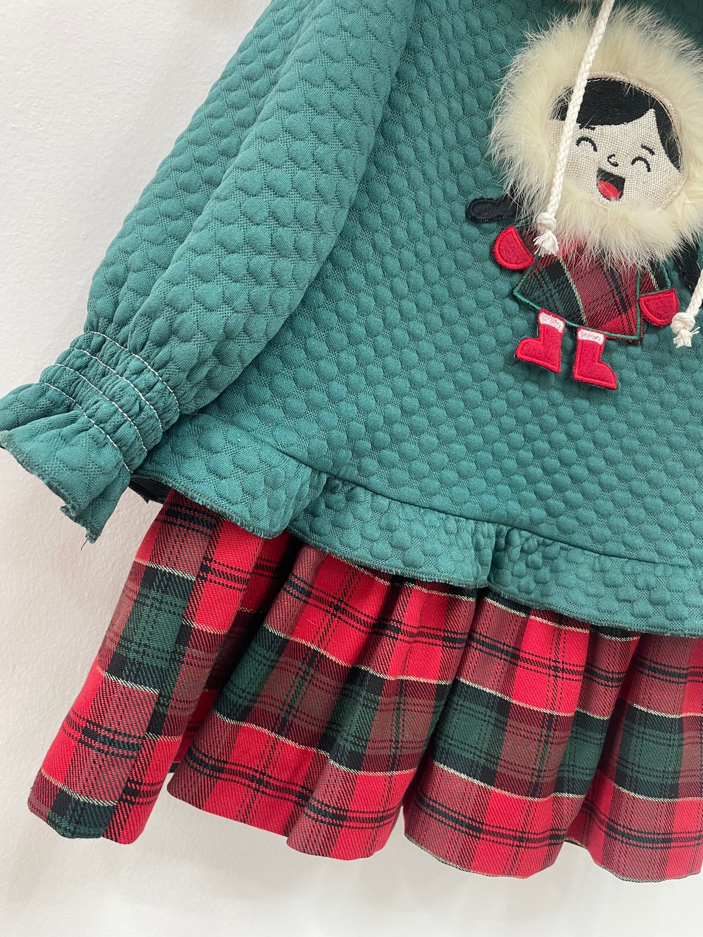 Vestido niña combinado cuadros tartán oro Colección Esquimal