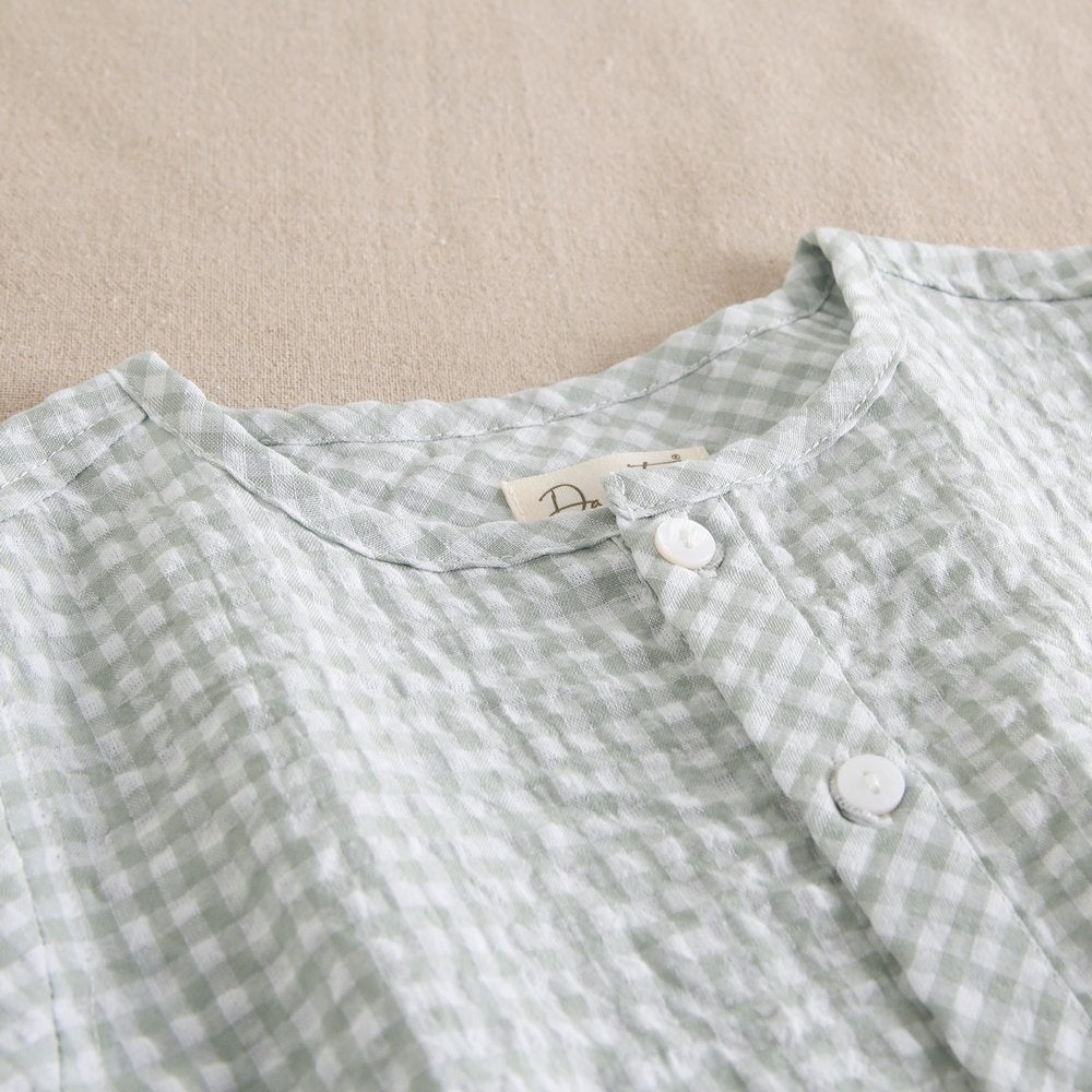 Camisa remangable niño vichy verde pastel
