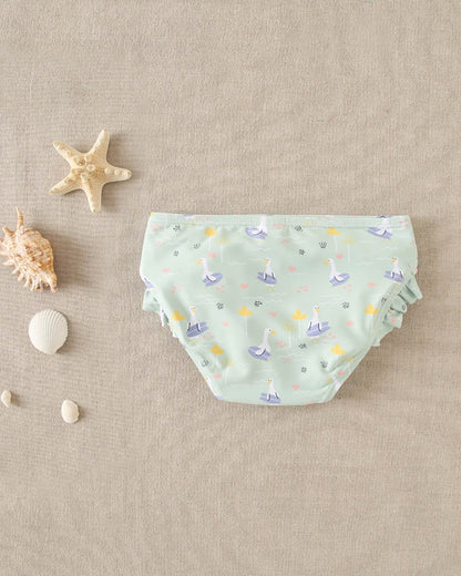 Culetin baño bebé niña estampado ocas verde agua