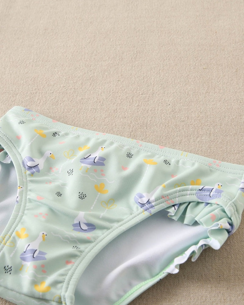 Culetin baño bebé niña estampado ocas verde agua