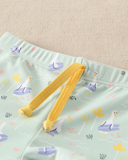Bóxer bebé niño estampado de ocas verde agua
