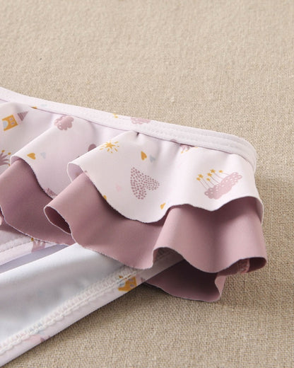 Bikini niña estampado unicornios con volantes