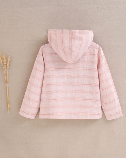 Camisa de rayas con capucha color salmón Colección Milano
