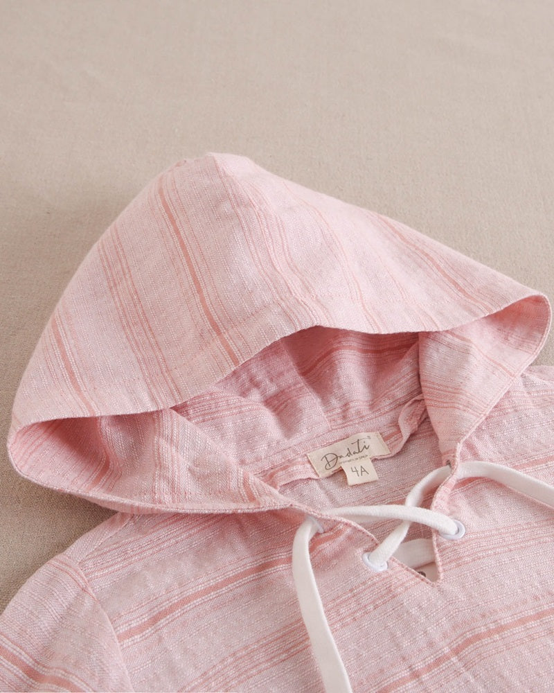 Camisa de rayas con capucha color salmón Colección Milano