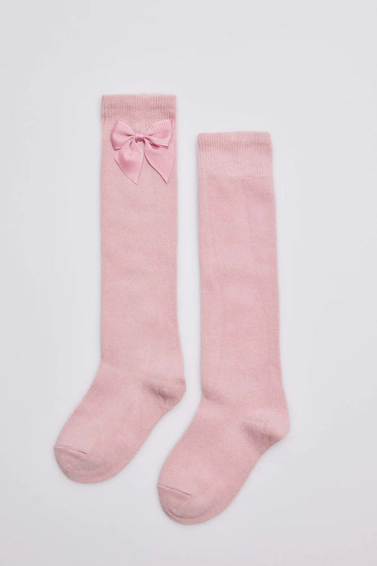 Calcetines altos lazo rosa palo