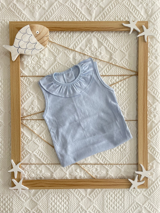 Body sin mangas cuello volante color azul