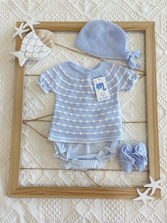 Traje de punto 4 piezas Cala Macarella color azul nube