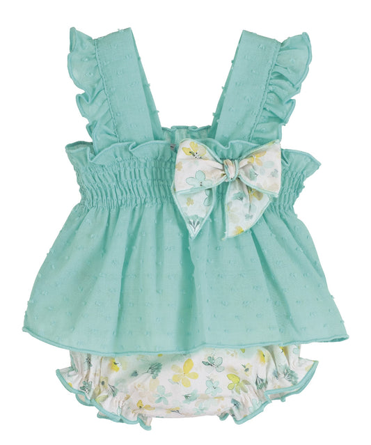 Conjunto bebé niña Colección Kara plumeti color turquesa
