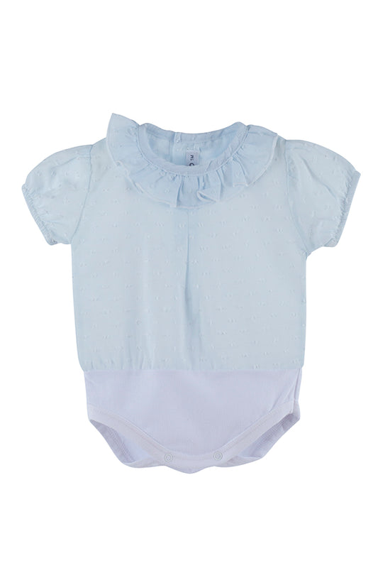 Body blusa plumeti manga corta color celeste