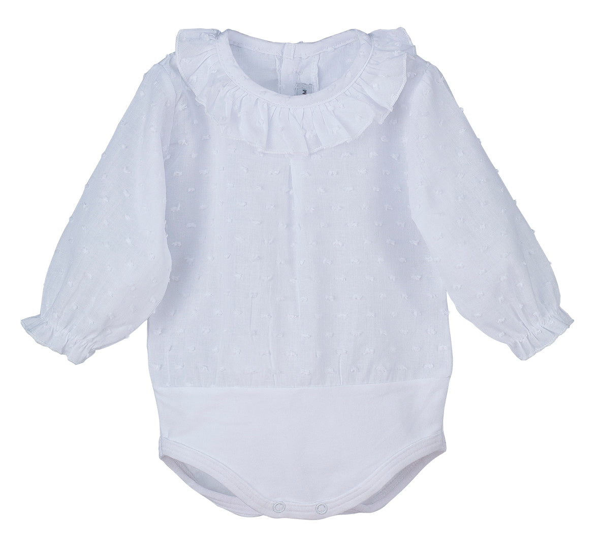 Body blusa plumeti manga larga color blanco