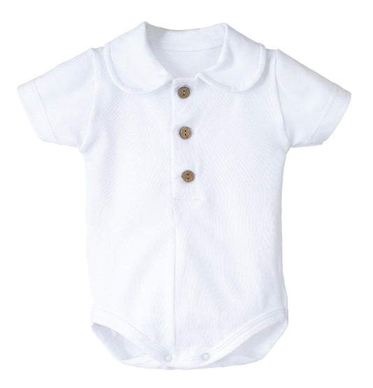 Body manga corta botones con cuello redondo Calamaro color blanco roto