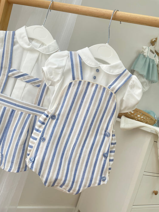 Peto ranita tipo tirolés y blusita bebé niño Colección Menorca