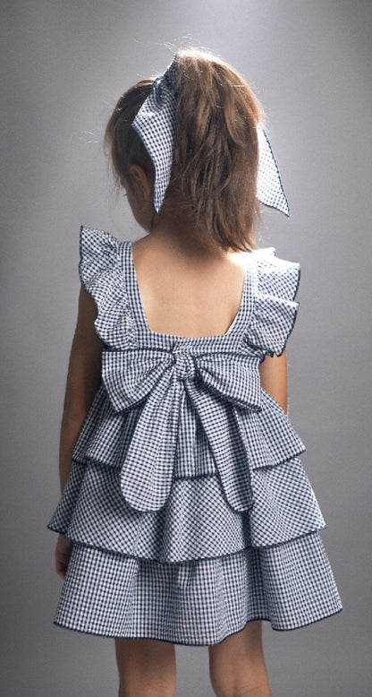 Vestido tejido seersucker vichy marino Colección Capri