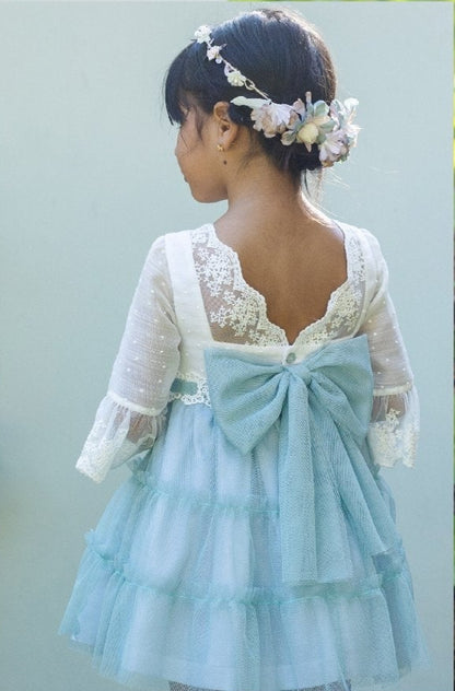 Vestido niña ceremonia tul verde agua Colección Catalina