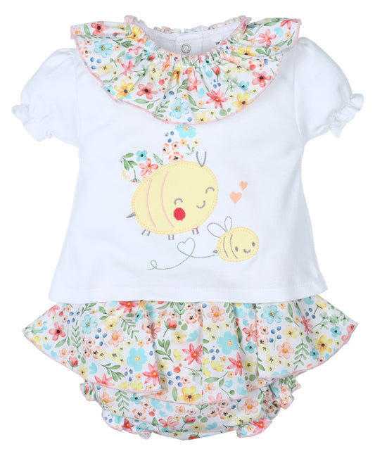 Conjunto camiseta y faldita flores Maya