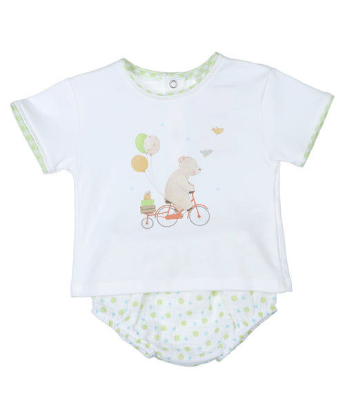 Conjunto camiseta y ranita bambula color lima