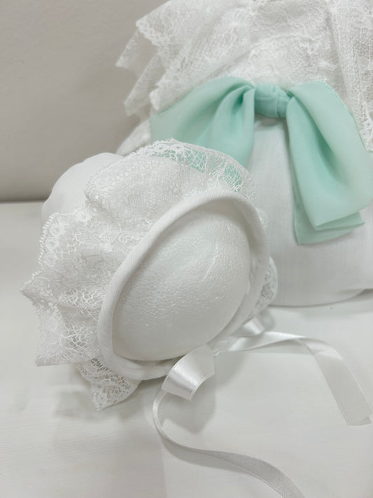 Capota ceremonia gasa y puntilla color blanco