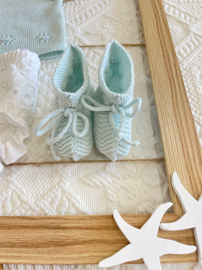 Traje 4 piezas de punto con culotte bordado color aguamarina Cala Aiguablava