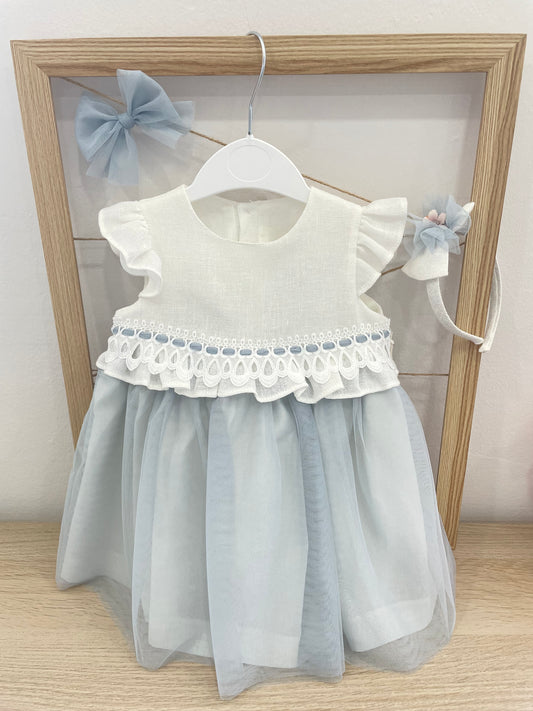 Vestido bebé niña ceremonia lino y tul Colección Dafne y Apolo