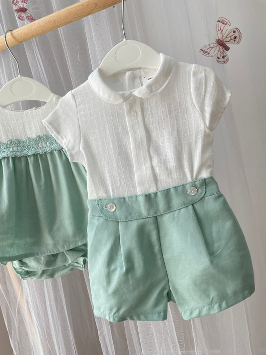 Conjunto bebé niño especial eventos verde menta