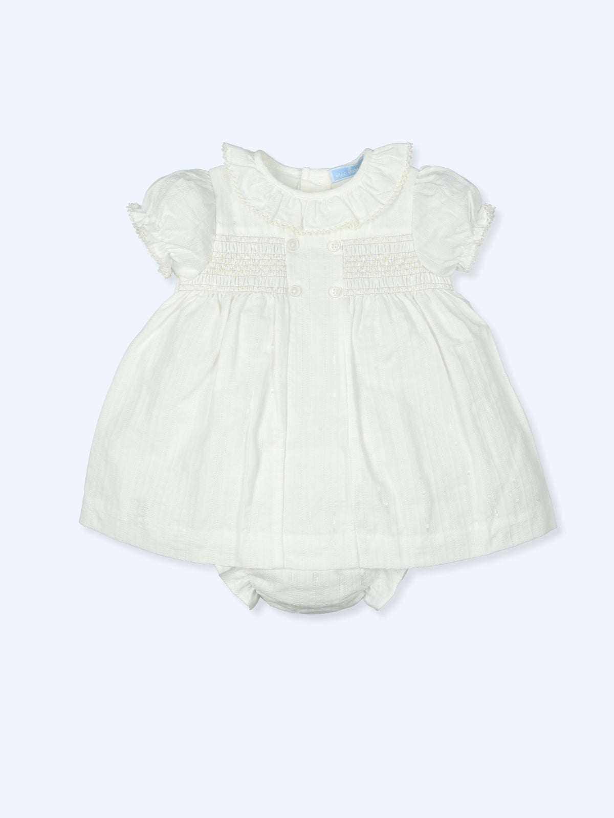 Jesusito smock nido de abeja con puntilla color crudo