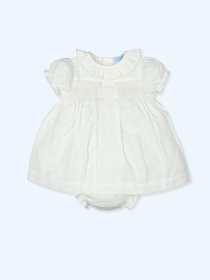 Jesusito smock nido de abeja con puntilla color crudo