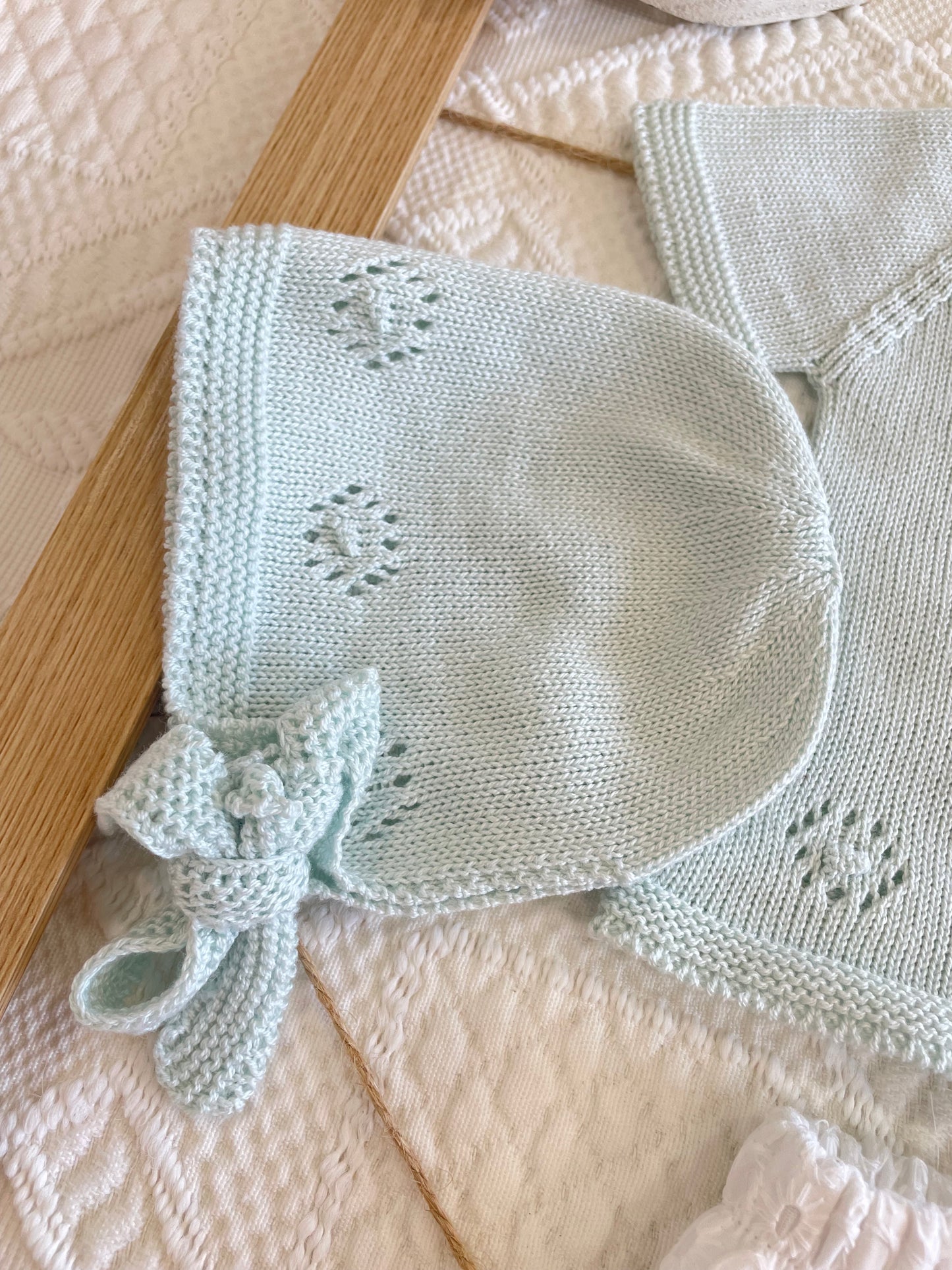 Traje 4 piezas de punto con culotte bordado color aguamarina Cala Aiguablava