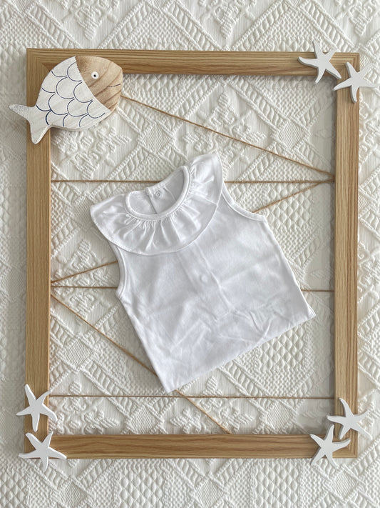 Body sin mangas cuello volante color blanco