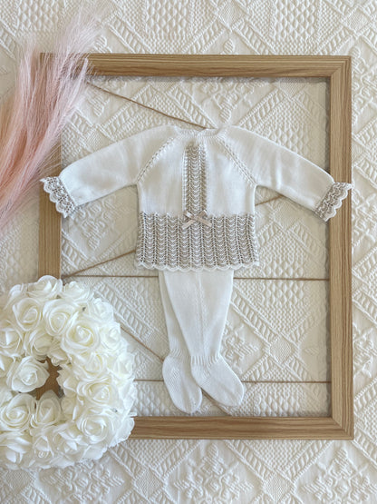 Traje de punto bliss Cala Conta color crudo