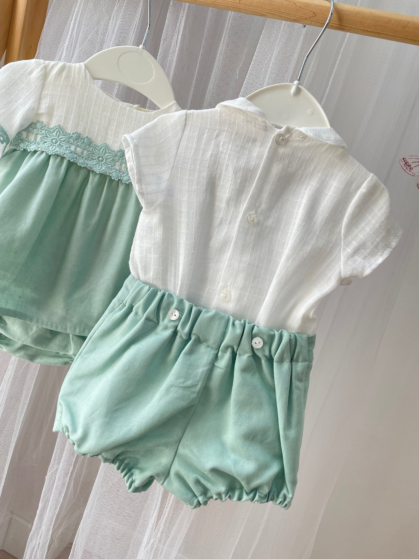 Conjunto bebé niño especial eventos verde menta