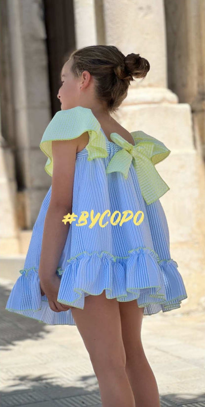 Vestido niña seersucker Colección Flúor