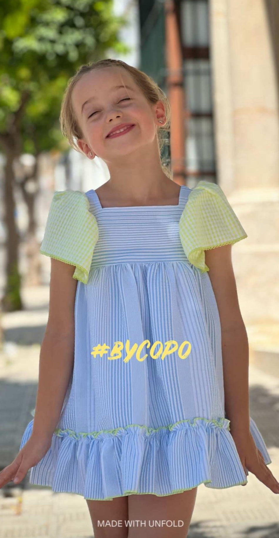 Vestido niña seersucker Colección Flúor