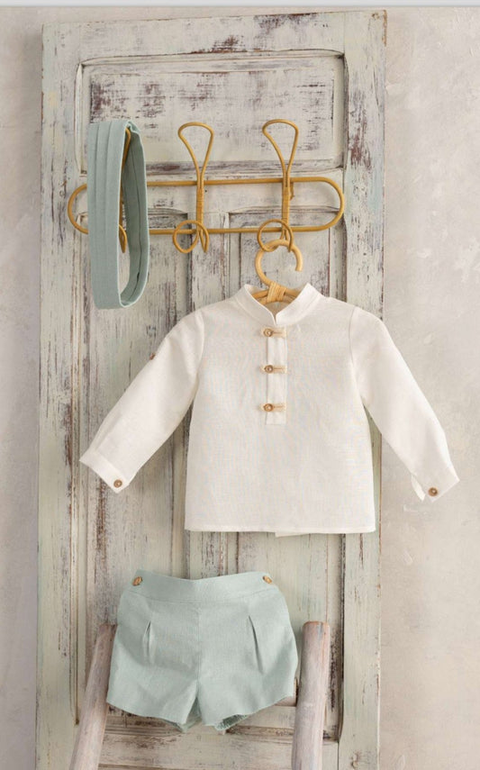 Conjunto bebé niño ceremonia verde agua Colección Catalina