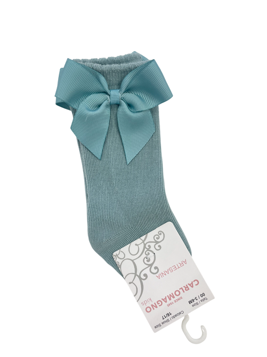 Calcetines altos liso lazo color verde mar