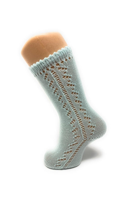Calcetines altos perle calado lateral color aguamarina