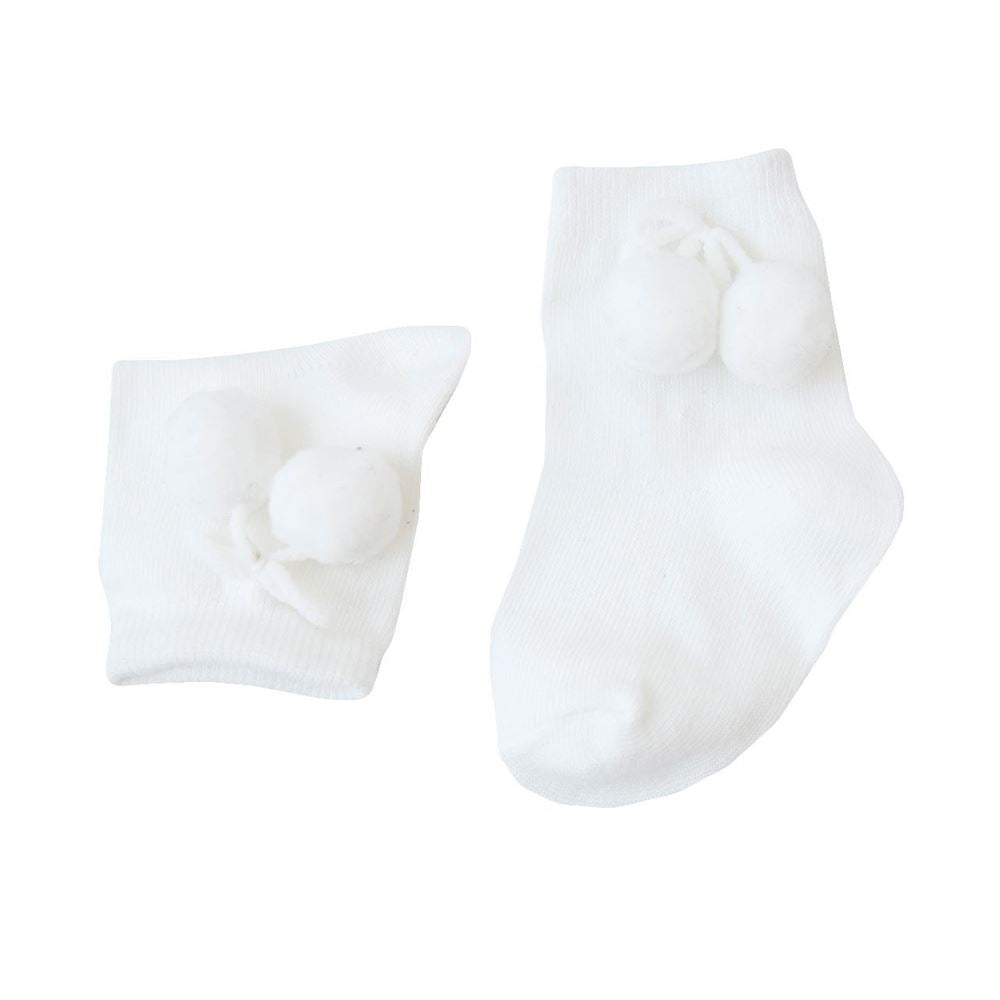 Calcetines cortos con borlas color blanco