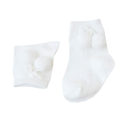 Calcetines cortos con borlas color blanco