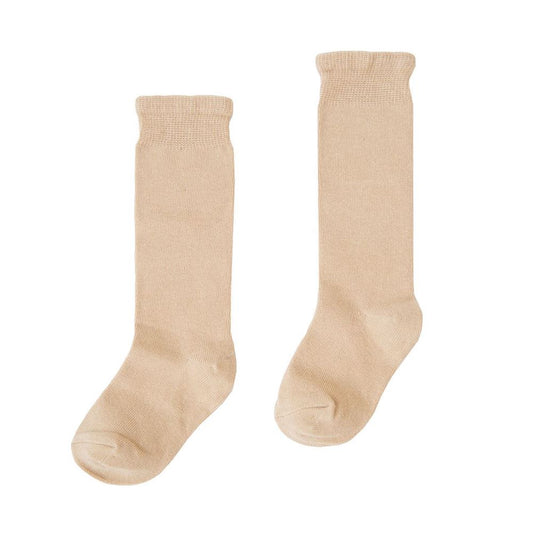 Calcetines altos liso color camel