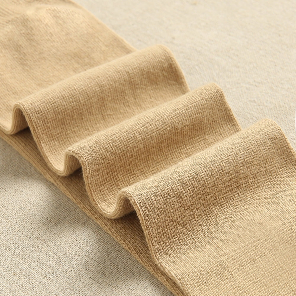 Calcetines altos liso con lazo color camel
