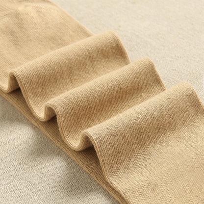Calcetines altos liso con lazo color camel